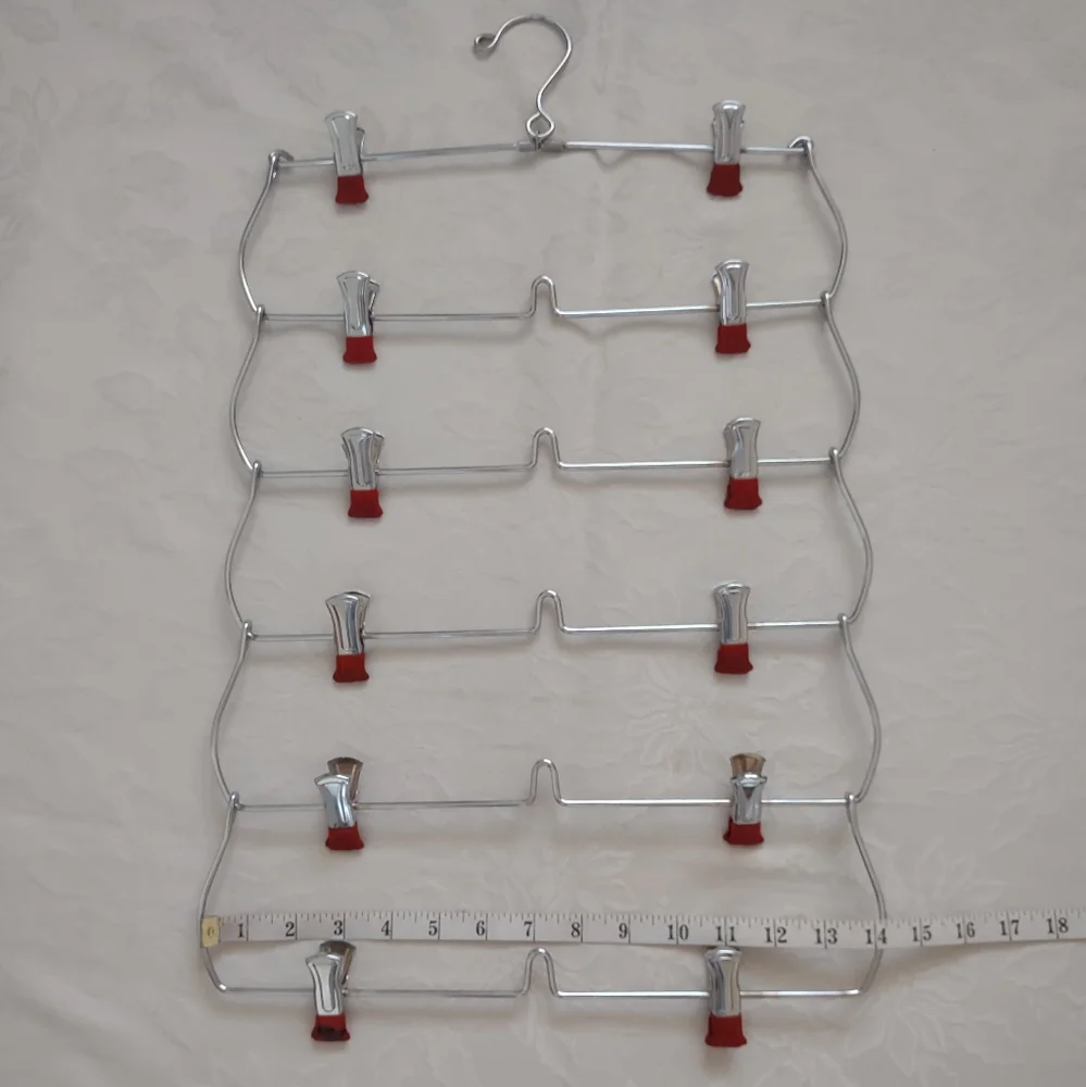 Hanger 6 Tiers 12 Non Slip Clips Red Folding